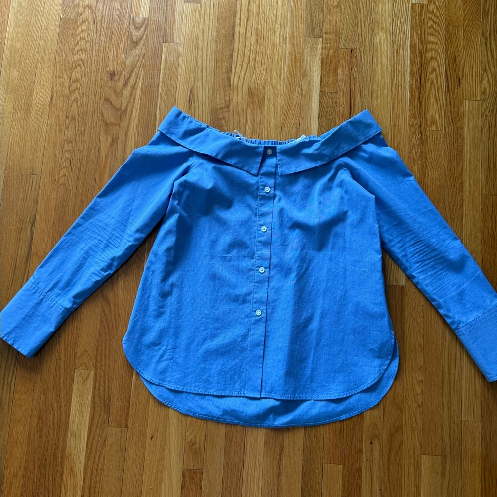 Club Monaco Off-Shoulder Button-Up Top